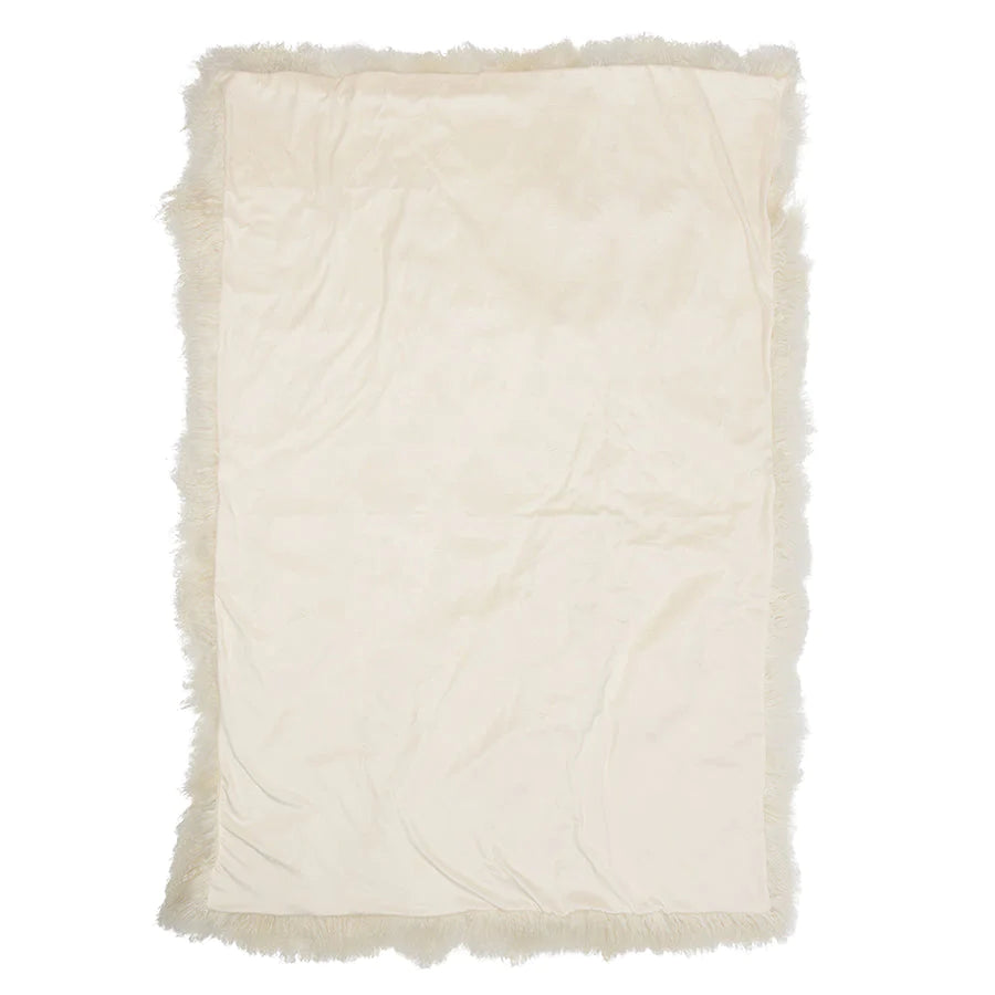 Mongolian Sheepskin Throw Blanket - White