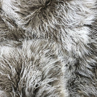 Mongolian Sheepskin Throw Blanket - Khaki White Tip